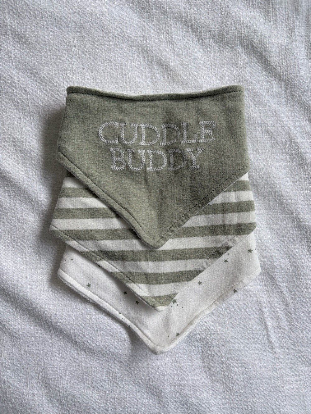 Cuddle Buddy Sage Baby Bandana Bibs - 3 Pack